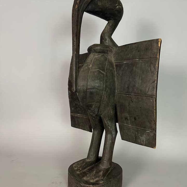Senufo Moderne Sort Hornbill Statue | 30" - Mali for engroshandel hos The Niger Bend