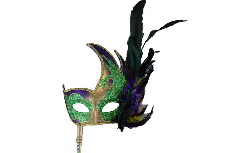 KBW Global Corp. - Wholesale Verkleedkleren - Volwassene - Mardi Gras-verenmasker met stok