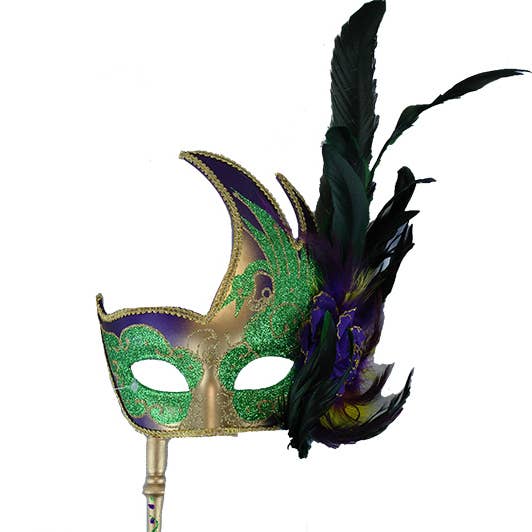 KBW Global Corp. - Wholesale Verkleedkleren - Volwassene - Mardi Gras-verenmasker met stok0