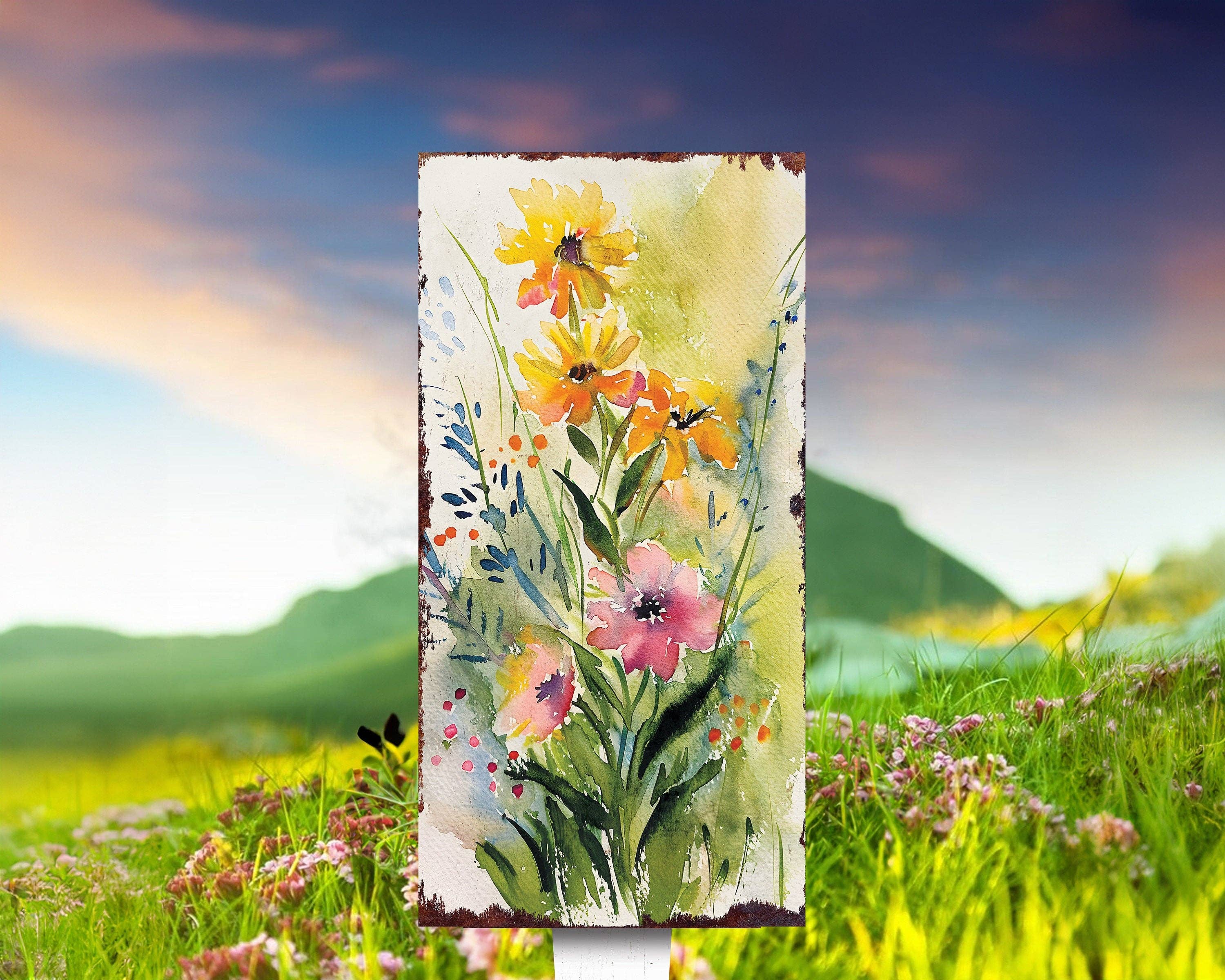 TX USA Corporation - Wholesale Garden/Lawn Stake - 30in Spring Wildflower Garden Stake | Vibrant Watercolor Outdoor Art5