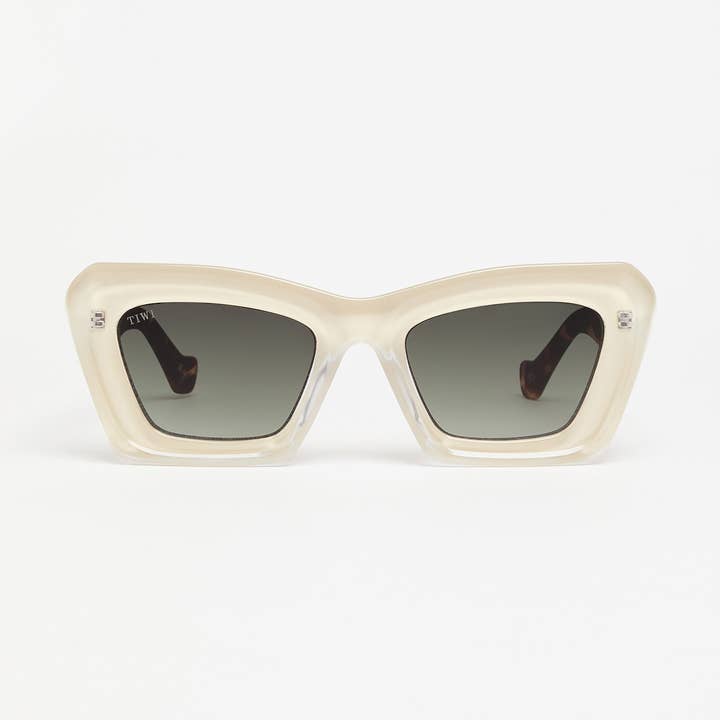 Sunglasses Shiny beige with green gradient lenses for wholesale by TIWI