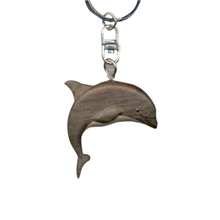 Dolphin Key Chain Handcrafted in Wood for wholesale by Handcrafted Gift