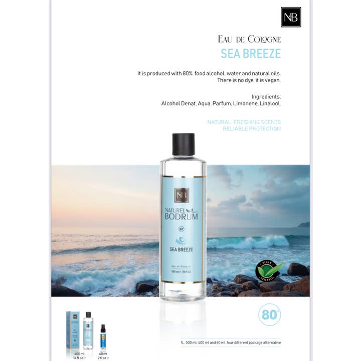 NB NATURAL BODRUM - Wholesale Hand Sanitizer - Sea Breeze Eau De Cologne Extra Strong 14Oz Turkish Cologne