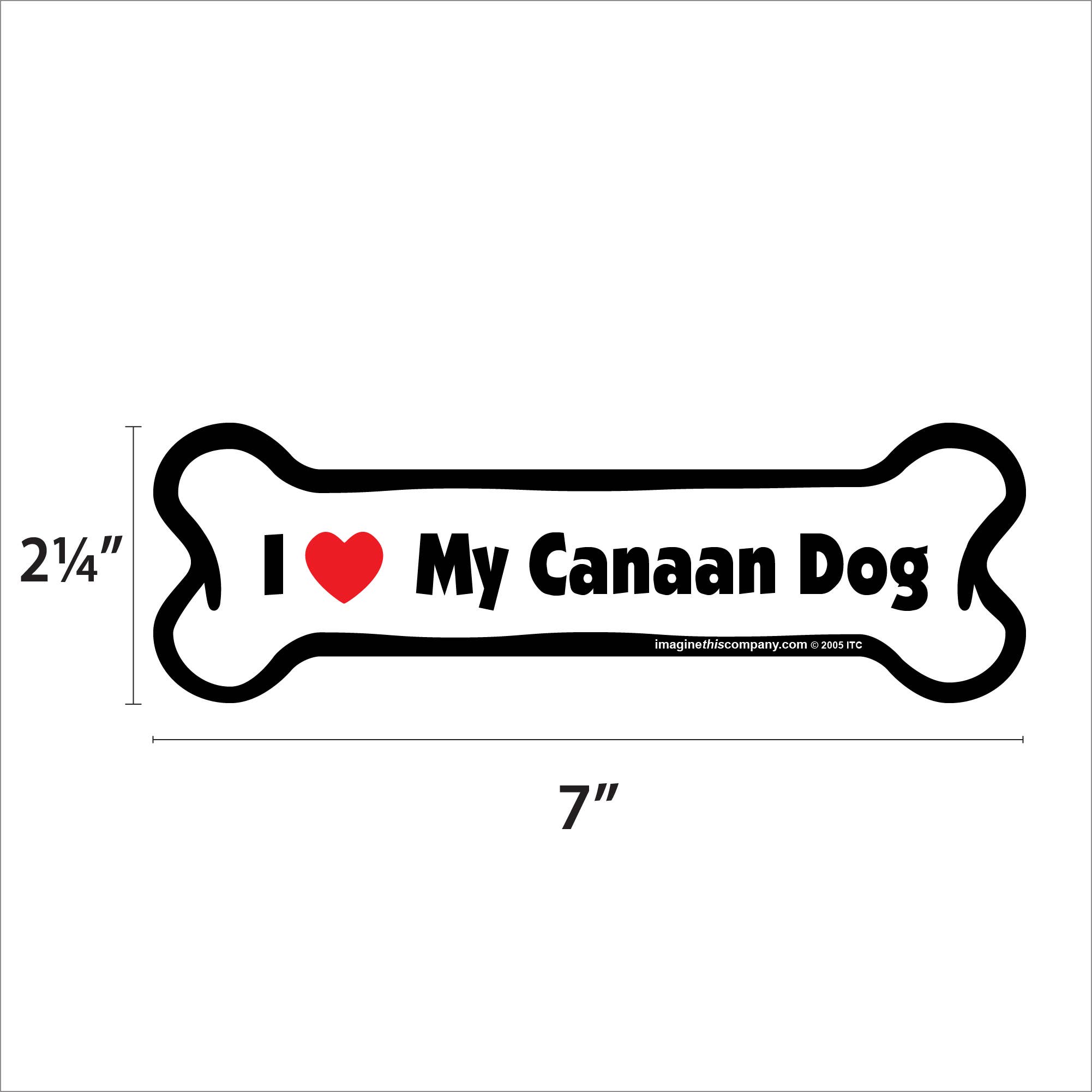 Imagine This Company - Wholesale Magnet - I Love My Canaan Dog  - Bone Car Magnet1