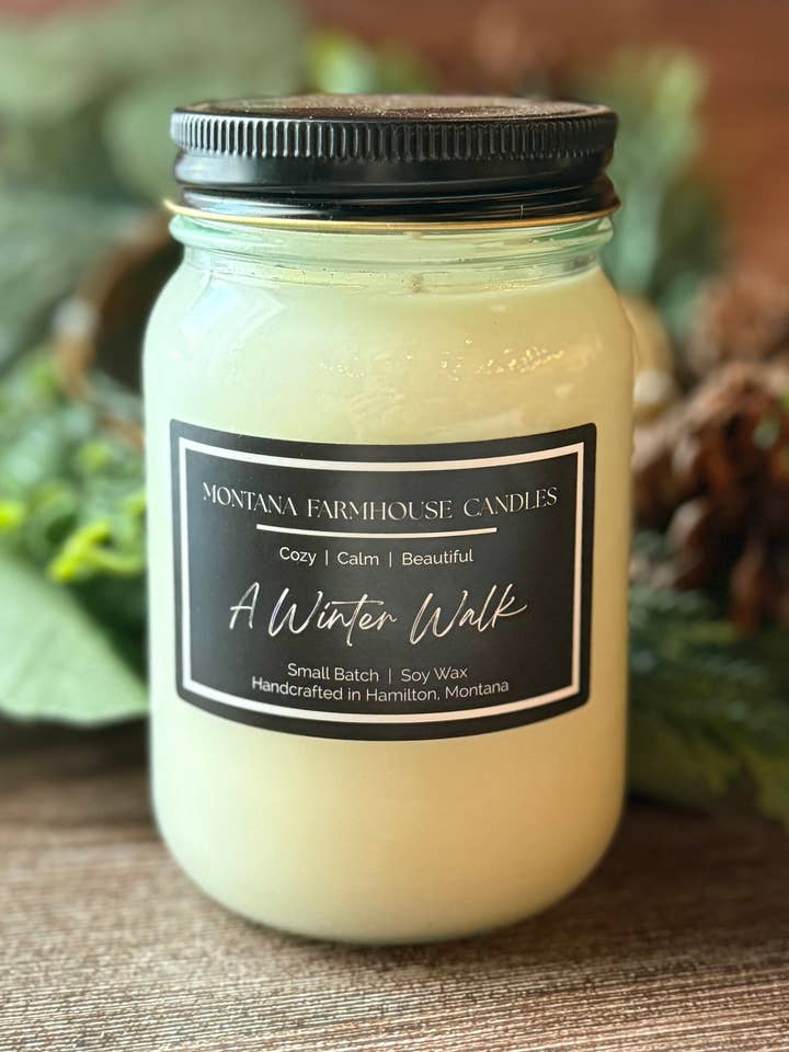 Bougie en bocal Mason avec couvercle noir pour la vente par Montana Farmhouse Candles