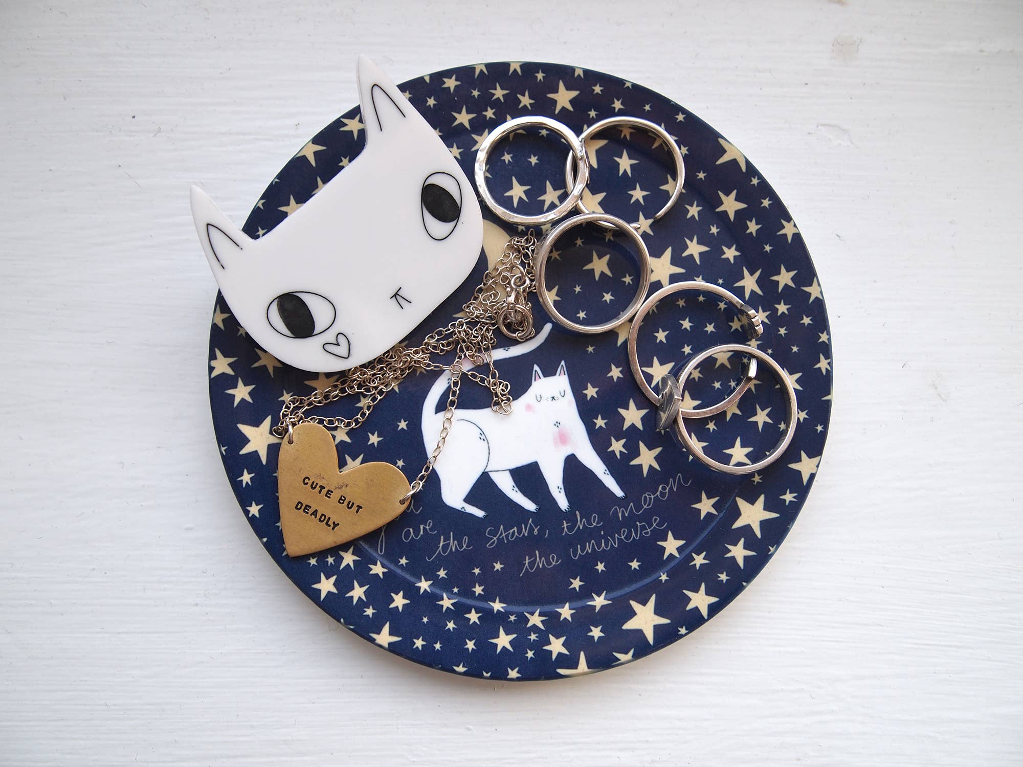 I LIKE CATS – wholesale Jewellery dish – Cat moon and stars ring dish trinket tray2