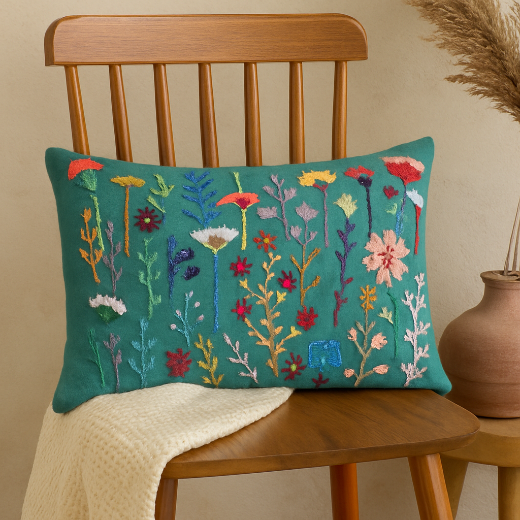 ExpoBazaar – Almofada decorativa/de sofá por atacado – Almofada Lombar | Almofada Decorativa Bordada em Algodão 16X24"1