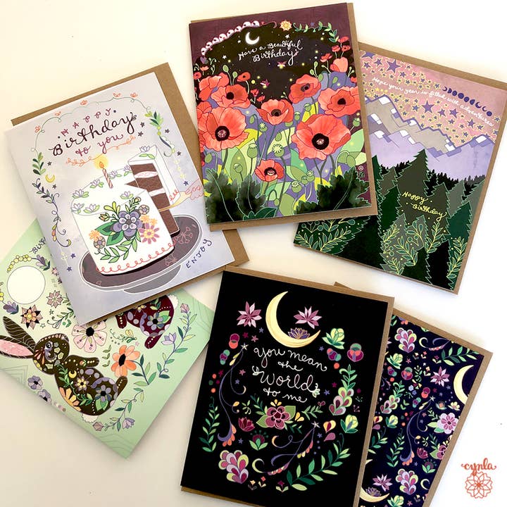 Cynla - Wholesale Birthday Card - Poppies greeting card - poppy birthday flowers card4