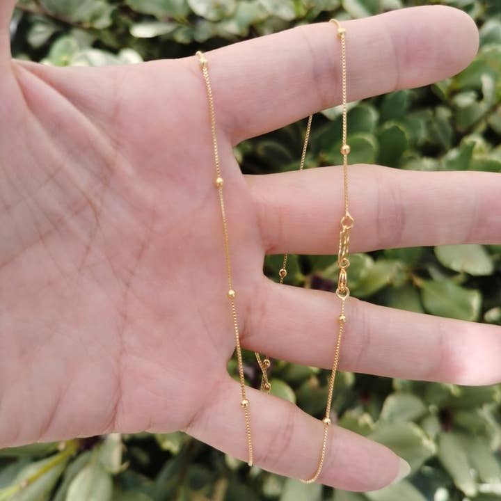 Collier Chaîne Satellite Doré de 20 Pouces Prêt à Porter pour la Fabrication de Bijoux avec Fermoir Chaîne à Billes WA-207 pour la vente par Aim Eternal