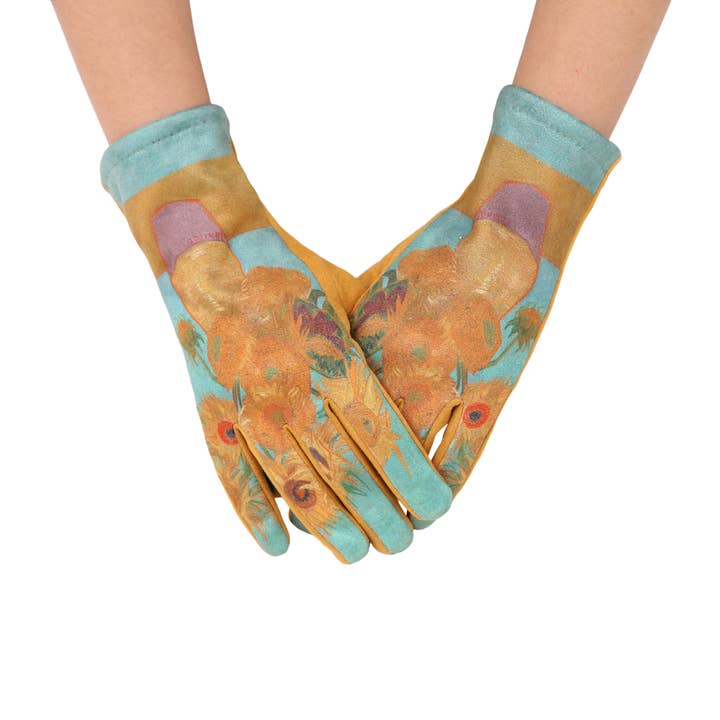 RainCaper - Venta al por mayor Guantes - Mujer - RainCaper Van Gogh Girasflowers - Guantes para pantalla táctil