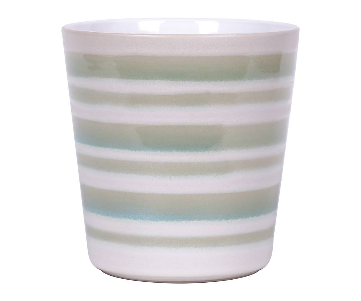 Blue Sky Clayworks - Wholesale Plant Pot - 6.5" Green Stripe Flower Pot0
