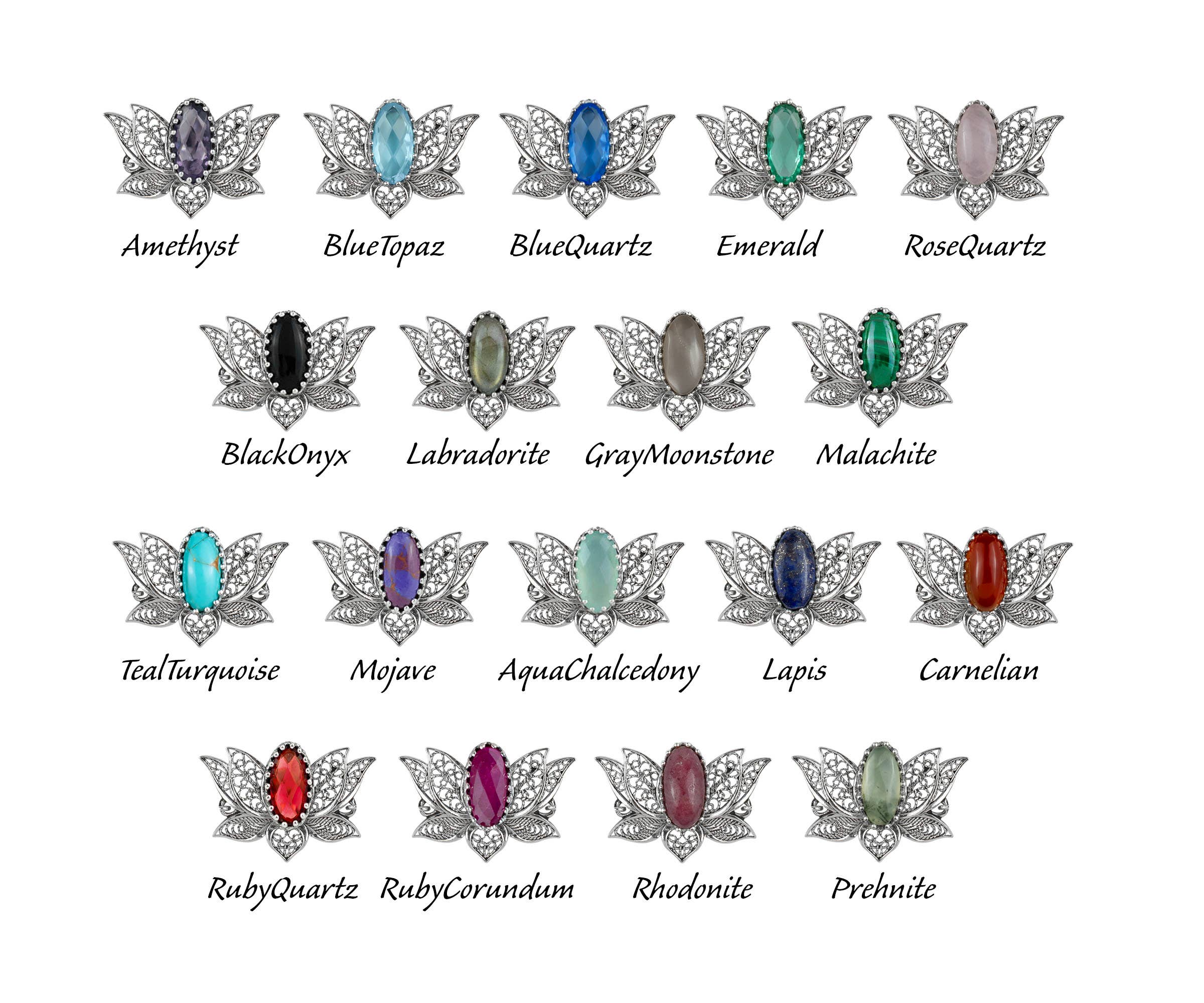 Filigranist Jewelry - Wholesale Link & Chain Bracelet - Multi Gemstone Women Silver Lotus Flower Link Bracelet18