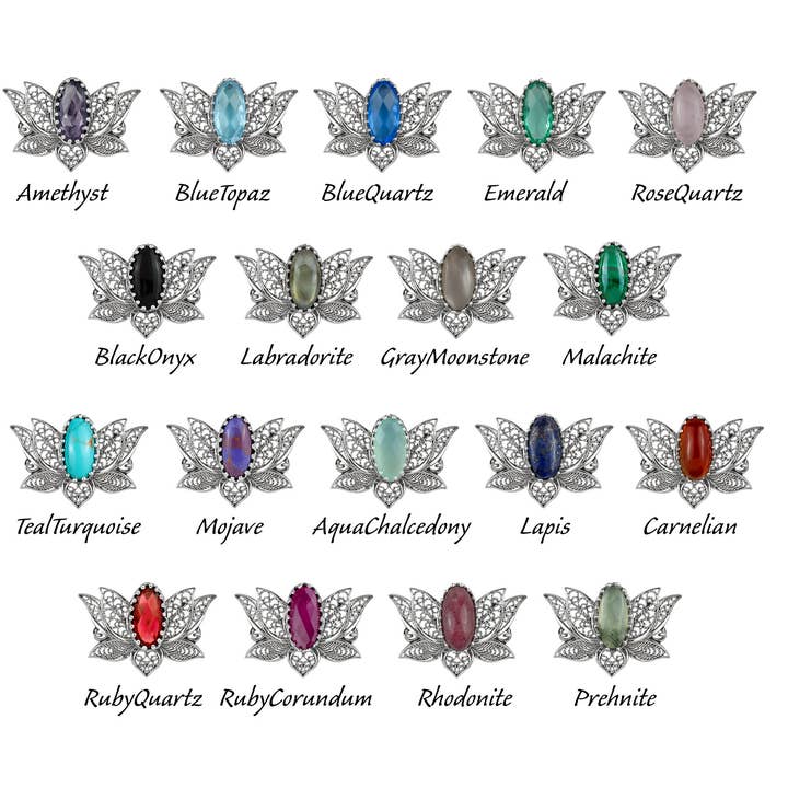 Filigranist Jewelry - Wholesale Link & Chain Bracelet - Multi Gemstone Women Silver Lotus Flower Link Bracelet18