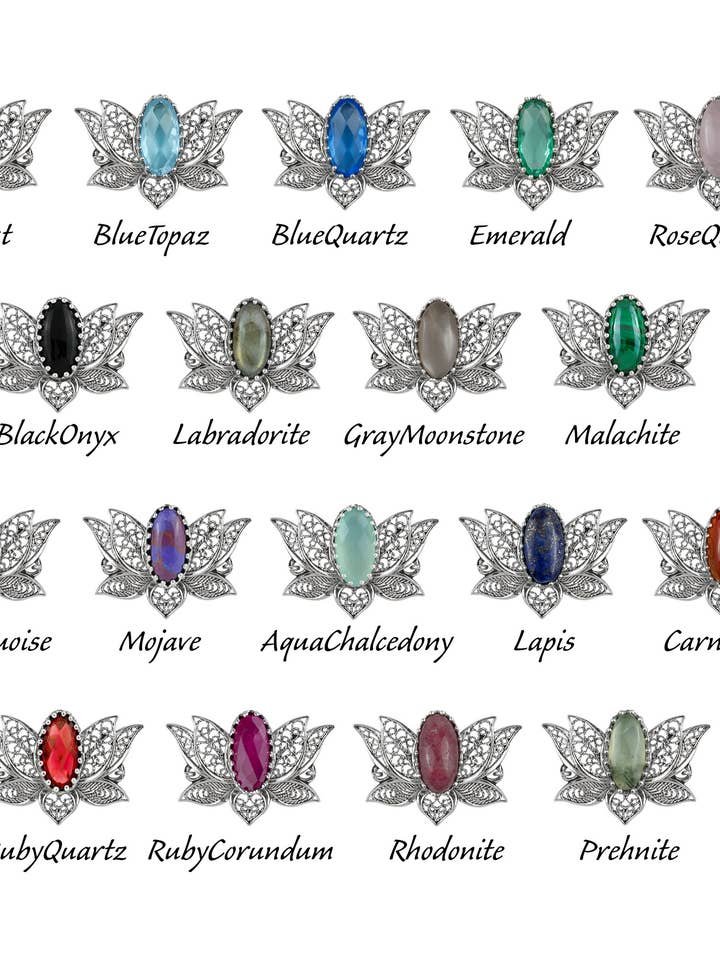 Multi Gemstone Women Silver Lotus Flower Link Bracelet for wholesale by Filigranist Jewelry