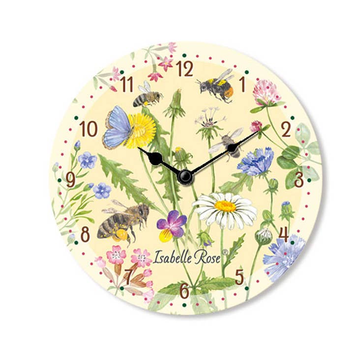 Wooden clock Meadow 15 cm Isabelle Rose for wholesale by Isabelle Rose