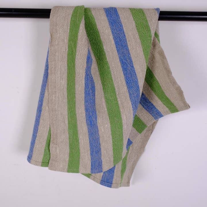 Green Blue Natur Striped - Linen Kitchen Towel for wholesale by NorraVilla