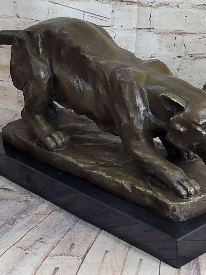 Handgemachte Bronzeskulptur Löwe Panther Tiger Puma Puma Katze Statue afrikanische Kunst für den Großhandel von Bronzhaus