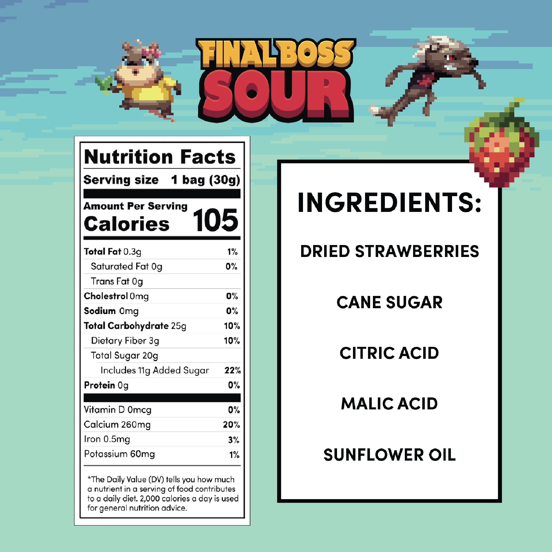 Final Boss Sour - Wholesale Gummy - Level 2 Strawberries (12 pack) Dried Fruit Sour Snack3