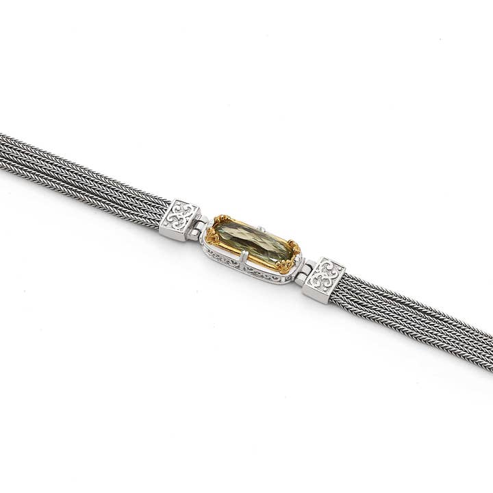 East-West Green Amethyst Bracelet with 18k Gold Vermeil for wholesale by Anatoli Jewelry