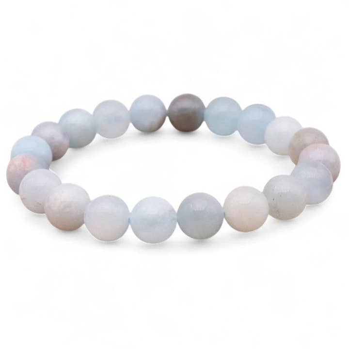 Bracciale acquamarina multicolore Brasile A (perle da 10mm) per la vendita all'ingrosso da parte di La Boîte à Cailloux