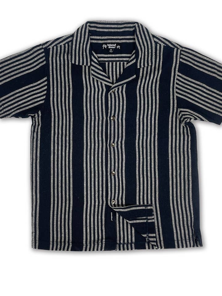 Men's Textured Stripe S/S Woven Shirts (MS724713) for wholesale by Islandhaze