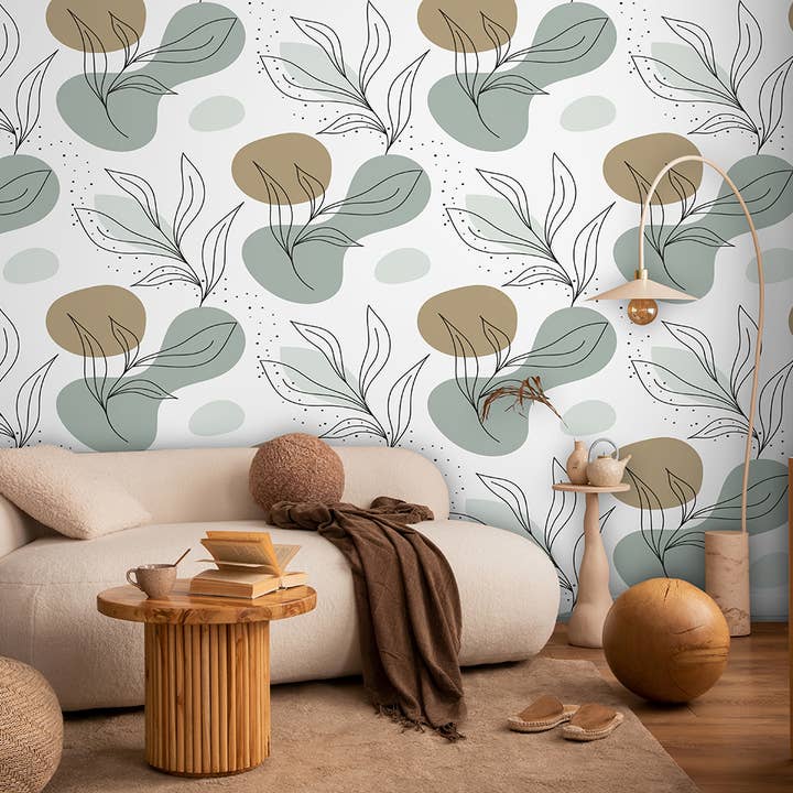 Boho Blumen Kinderzimmer Tapete, Pastell Minimal Wandbild für den Großhandel von SimurgWallArts