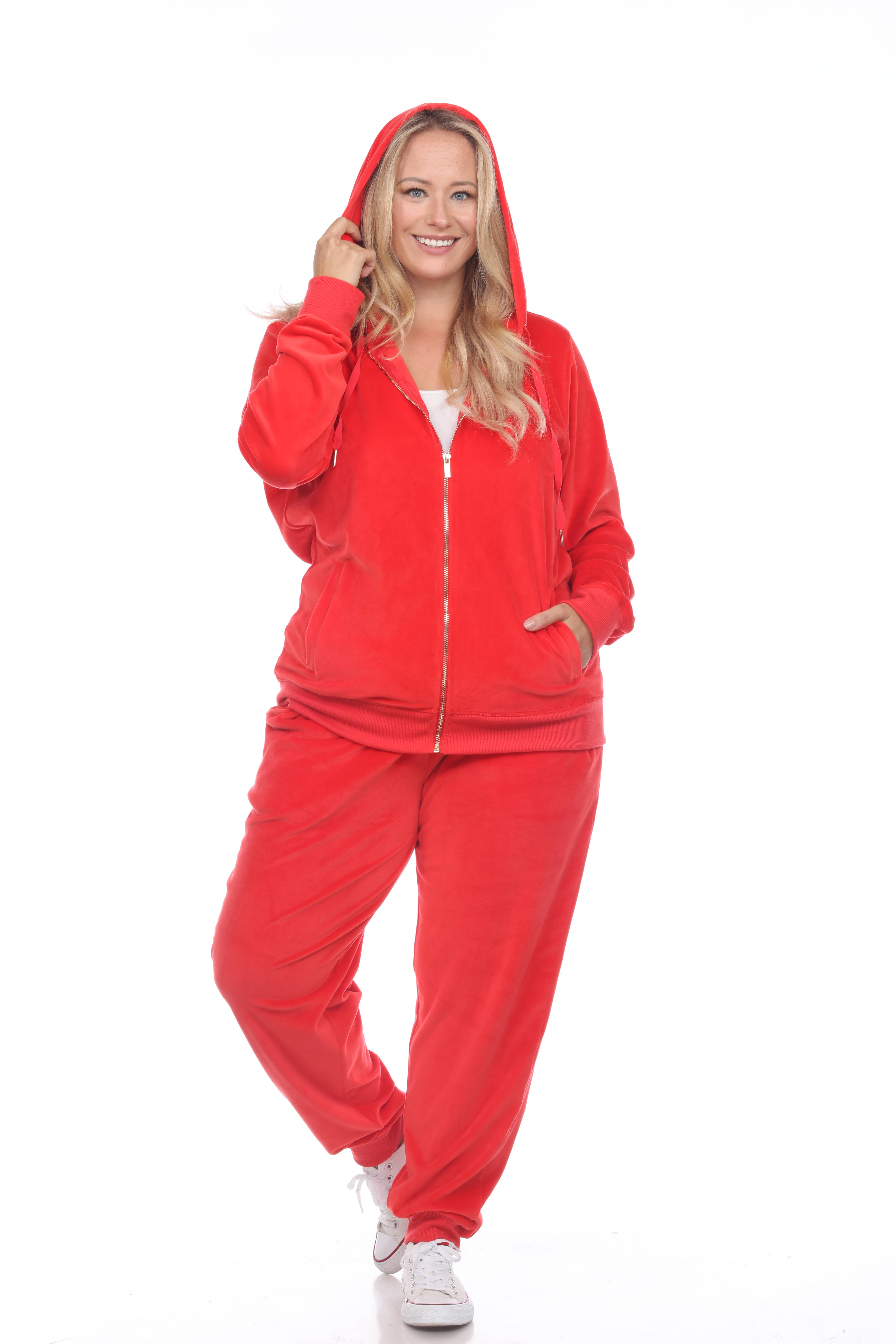 WHITE MARK – wholesale Träningsoverall – Dam – Plus storlek 2 bit velour träningsoverall Set0