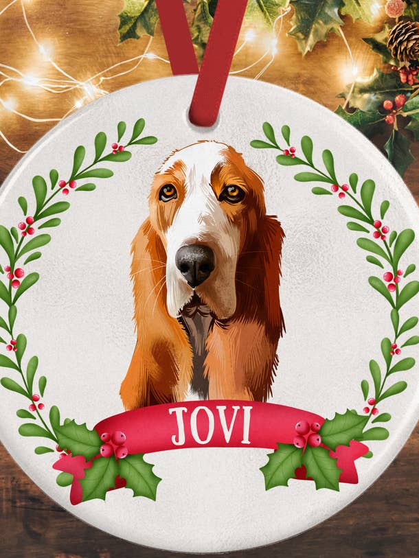 Basset Hound Christmas Decoration for wholesale by WagATudeTags