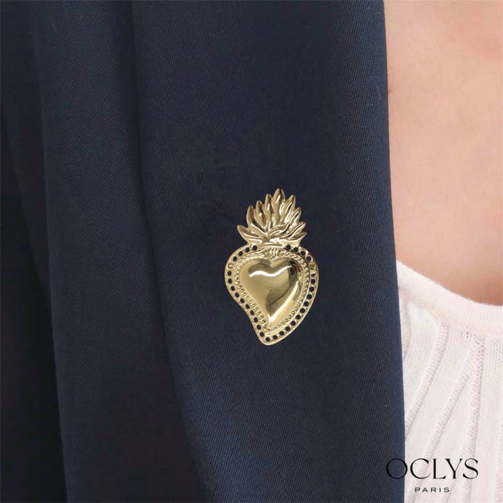 Ex-Voto-Herz-Brosche aus Edelstahl Linda für den Großhandel von Oclys