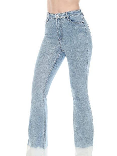 High-Rise Flare Jeans Dip Dye Cuff for wholesale by U Jeans