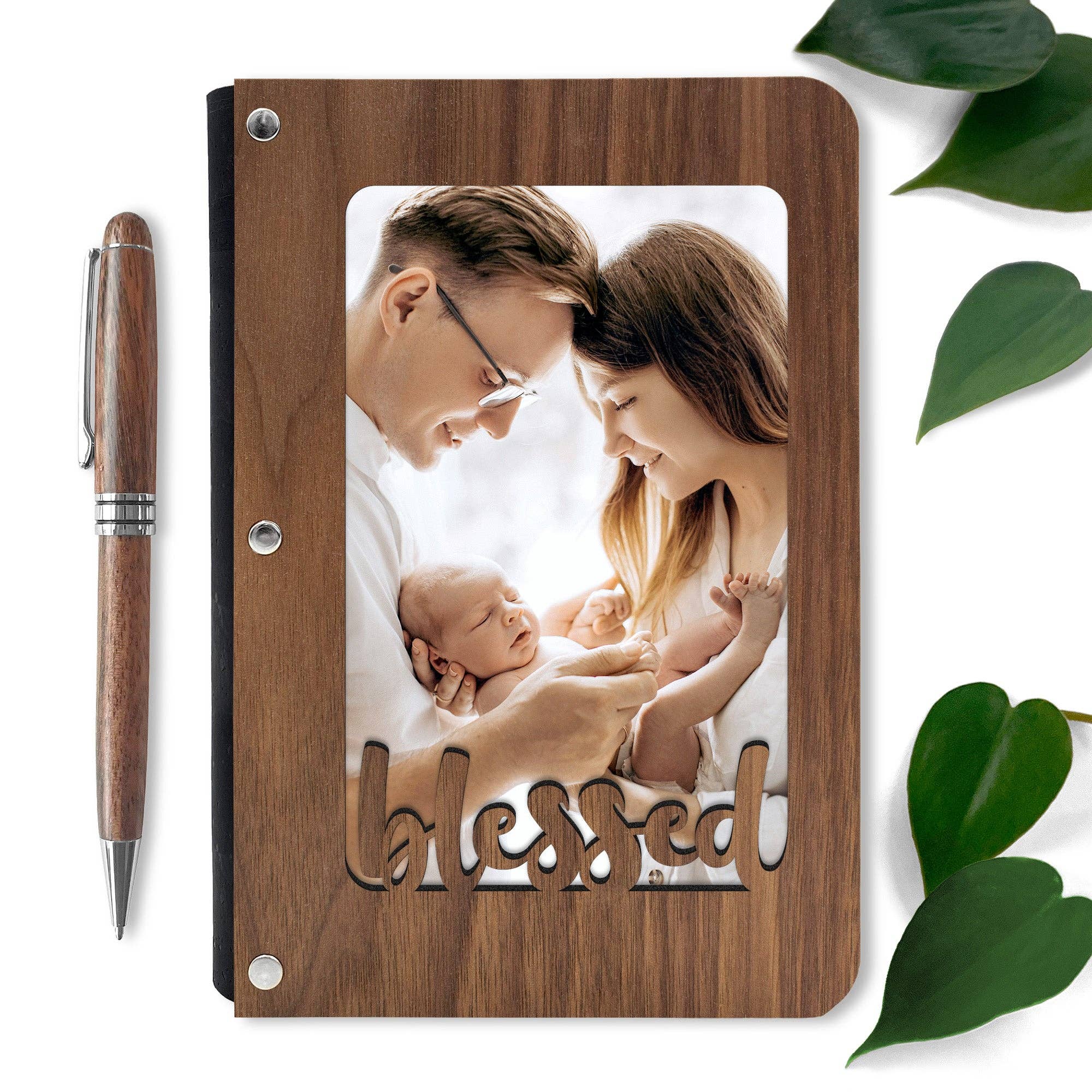 Inspired Indigo - Wholesale Journal/Diary - "Blessed" Wood Photo Journal - Personalizable2