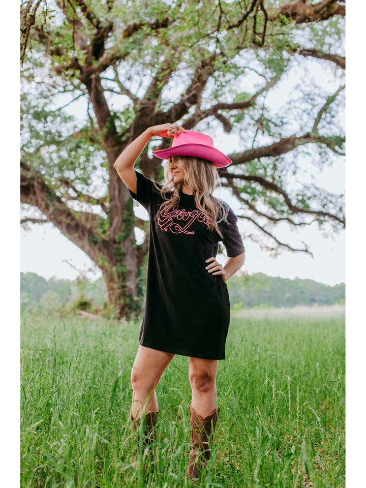 Black MK451 Cowgirl Toothbrush Embroidery T Shirt Dress for wholesale on Faire