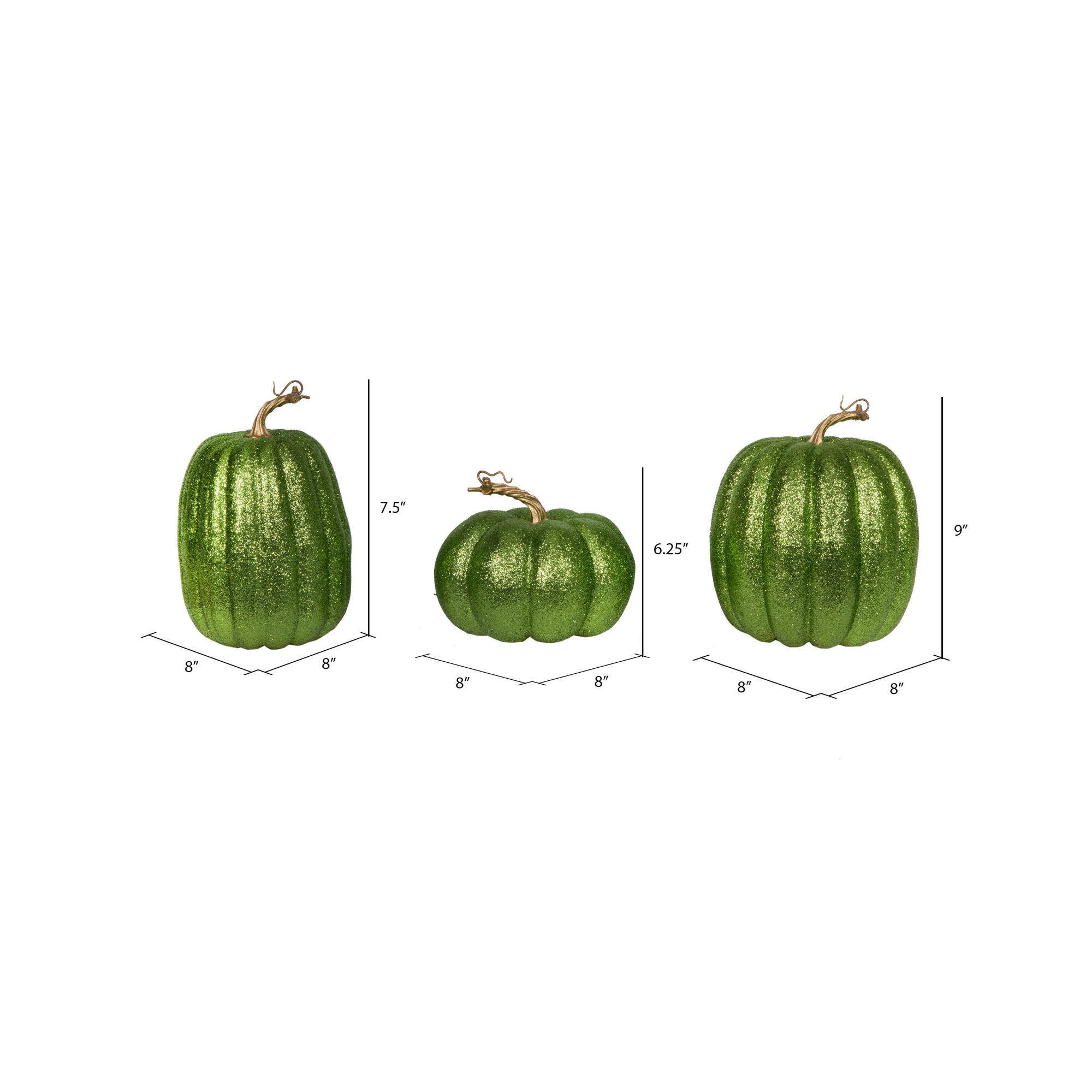 Vickerman 8" Lime Pumpkins Assorted Set of 3 for wholesale on Faire1