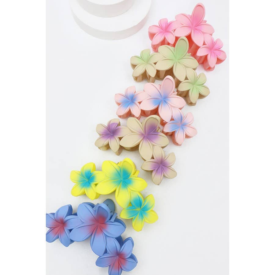 Matte Color Plumeria Flowers Hair Claw for wholesale on Faire2