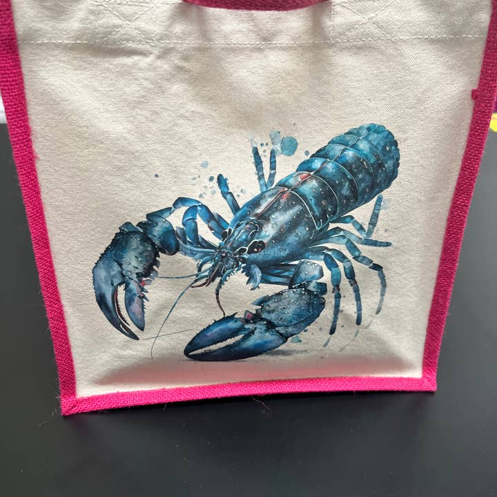 Borsa in juta stampata con aragosta nautica per la vendita all'ingrosso da parte di Embroidery or Print