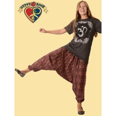 Om Of Wisdom Funky Style Harem Pants for wholesale by Gypsy Rose