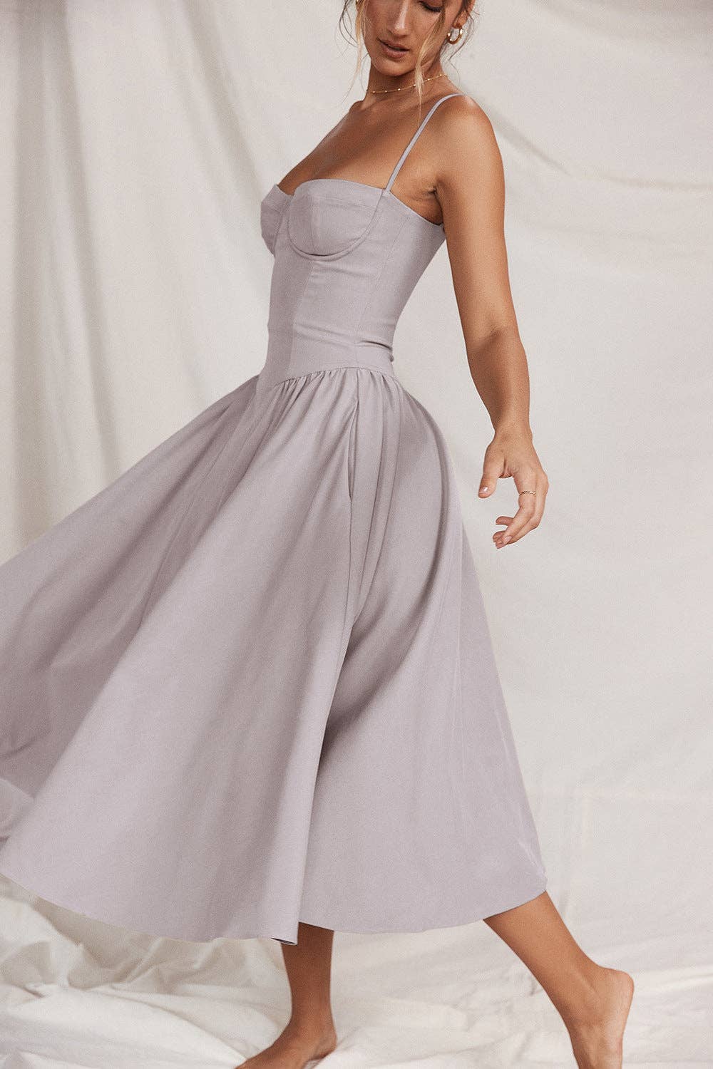 Sweetkama - Wholesale Dress - Women's - String Shoulder Solid & Floral Ladies Dress 2552873