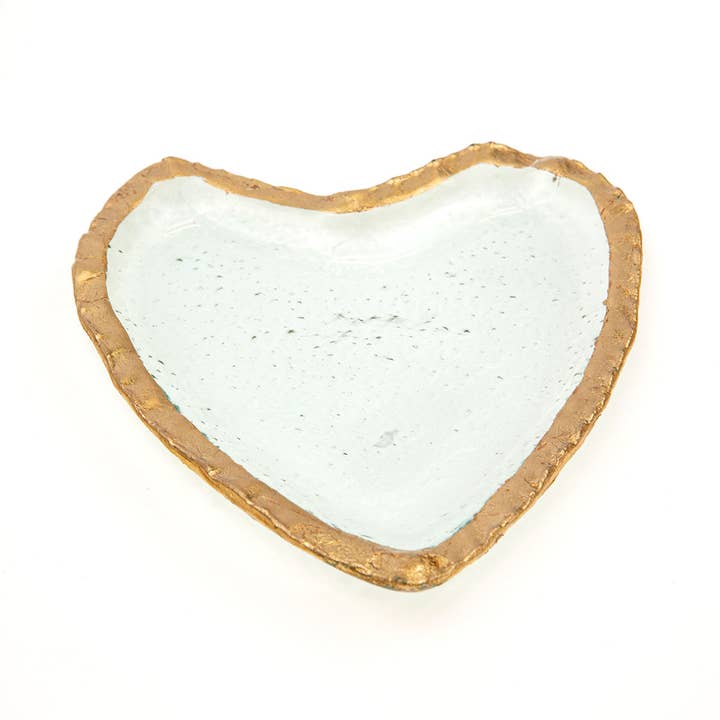 The Royal Standard – wholesale Decorative plate/dish/bowl – Heart Glass Trinket Dish Clear/Gold 4.7x.6x4.5
