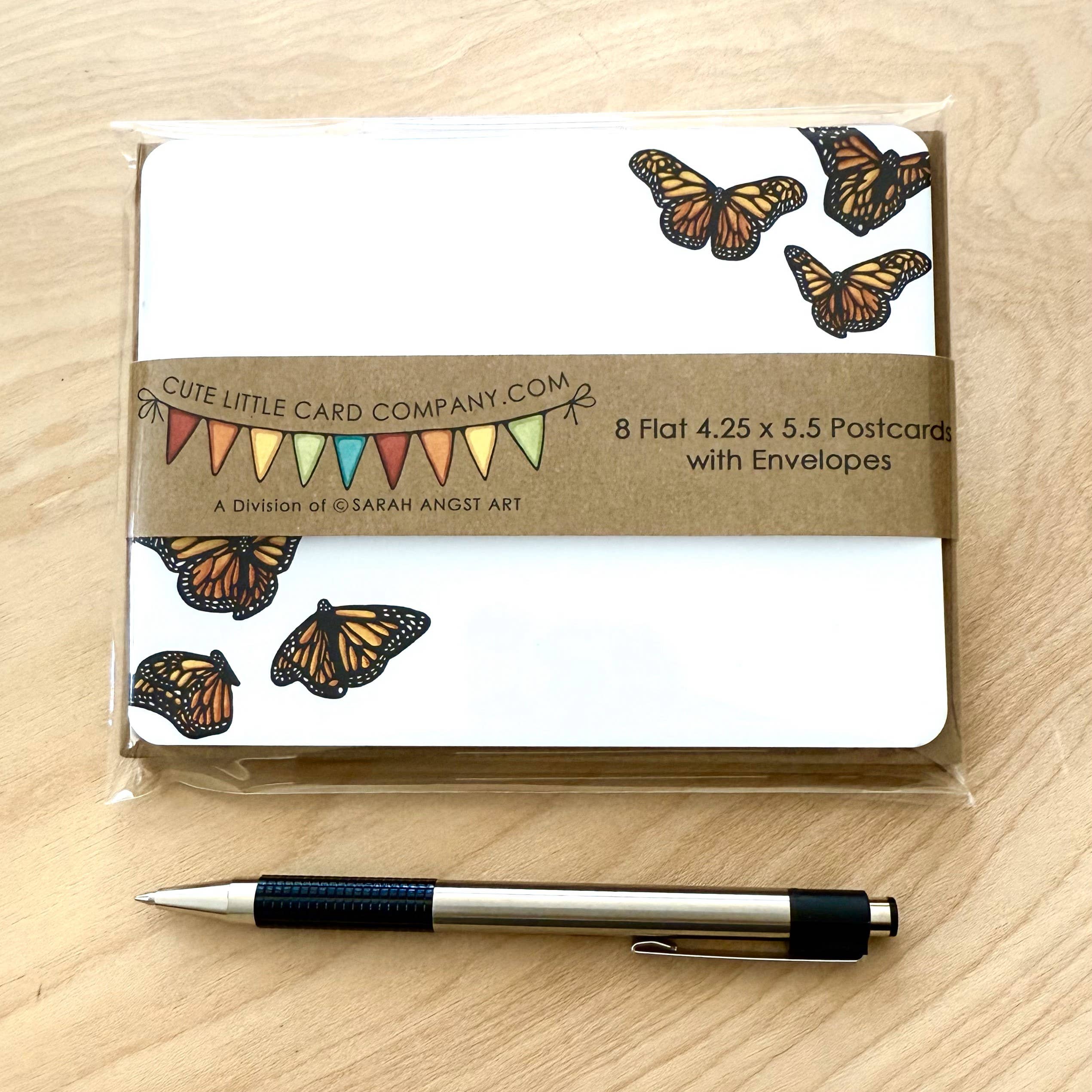 Sarah Angst Art - Wholesale Stationery/Notecard Set - Cute Little Postcard Packs: Monarch Butterflies