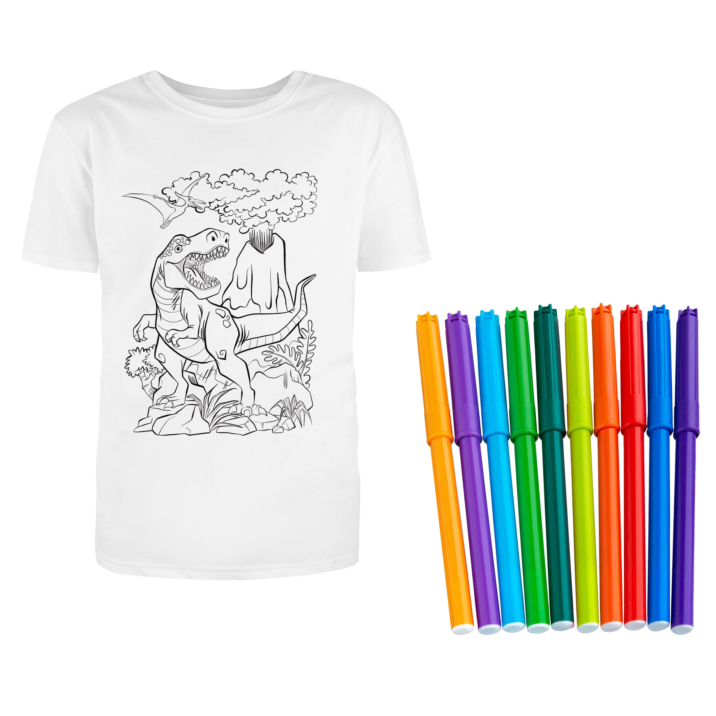 Hinkler Australia - Wholesale DIY craft kit – Child - Fun Box 7: Colour Your Own Dinosaur T-Shirt1