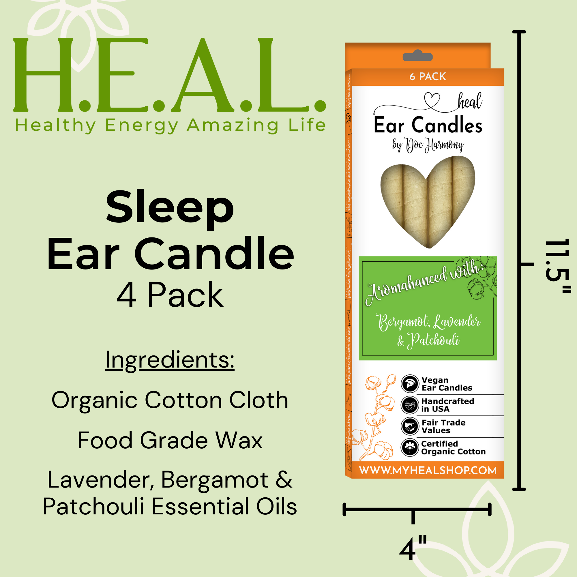 Healthy Energy Amazing Life - Wholesale Tapered Candle/Candlestick - Lavender, Bergamot & Patchouli Ear Candles by Doc Harmony4