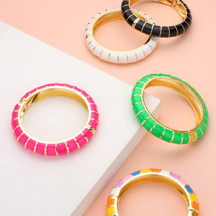 Sensibling Corp. - Wholesale Bangle Bracelet - Enamel Bamboo Hinged Bangle Bracelet10