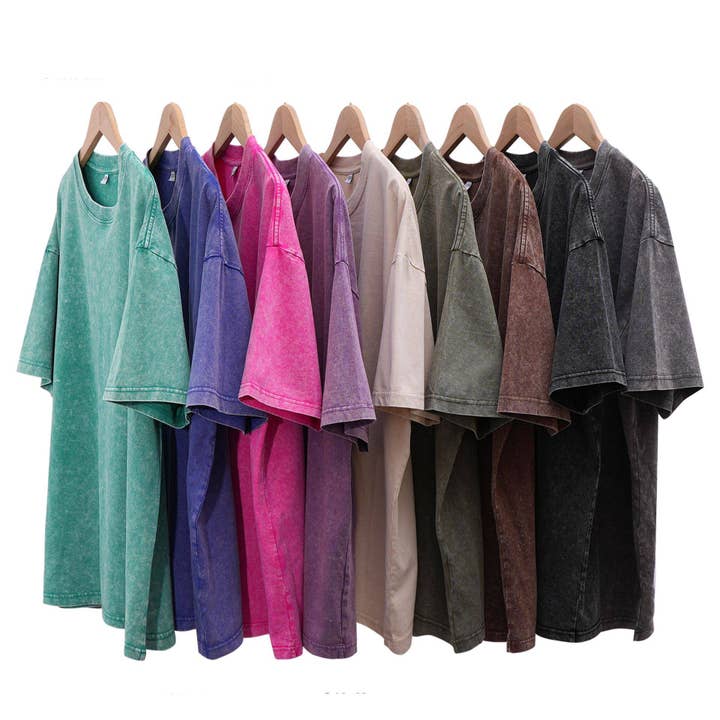 HIDDENBRAND - Wholesale T-Shirt - Women's - Essential Basic washed cotton oversized tee top
