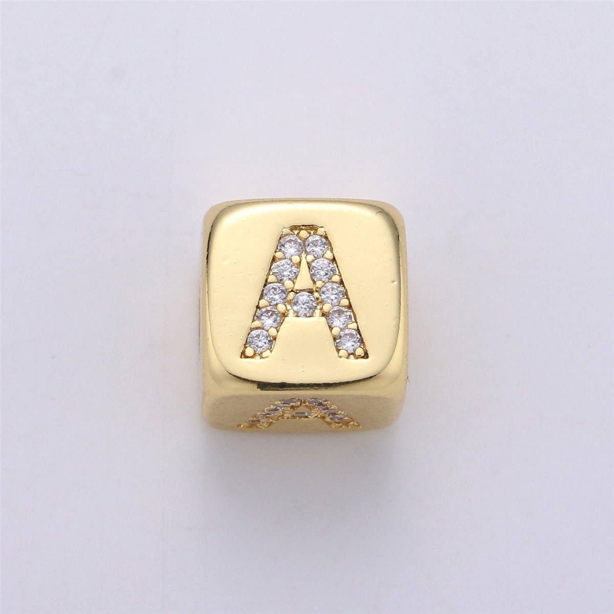 Aim Eternal - Wholesale Individual Charm/Pendant - 9x9mm Gold Initial Letter Beads, Alphabet Beads, Initial Beads, Alphabet Blocks Micro Pave Initial Block Charm for Bracelet Necklace Supply0