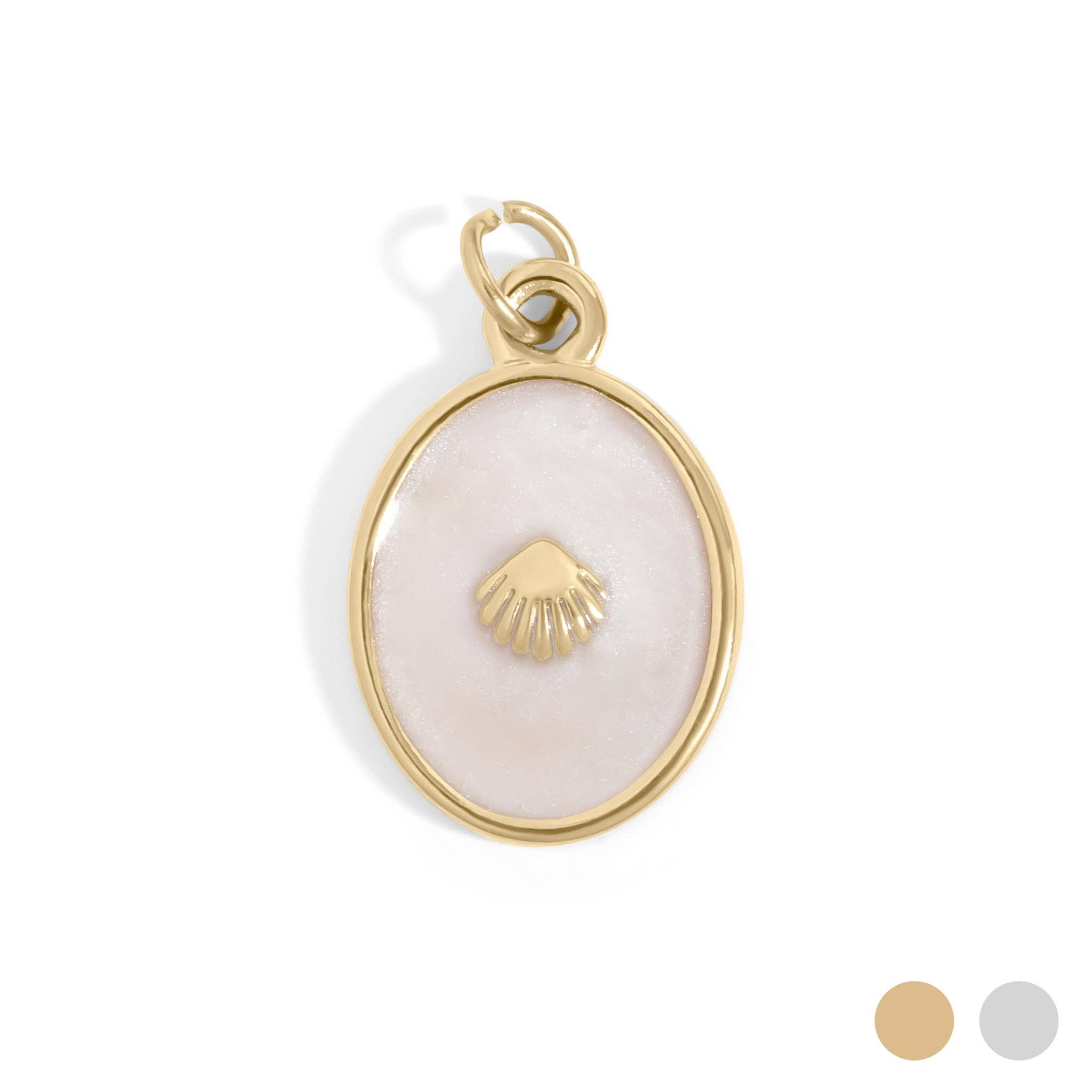 WJW - Wholesale Individual Charm/Pendant - 18K Gold PVD Stainless Steel White Enamel Charm with Shell11