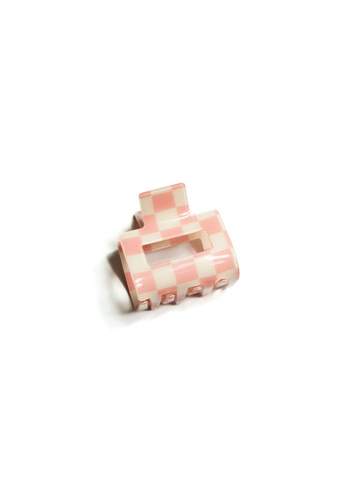 Mini griffe à cheveux à carreaux rose pour la vente par Norlly