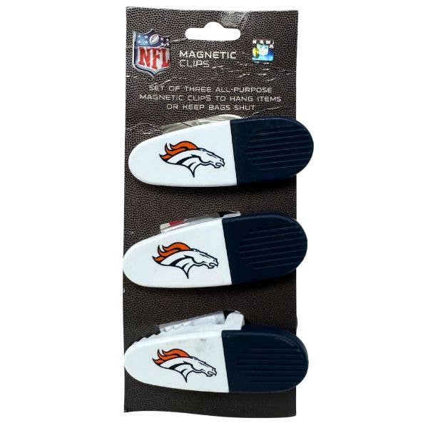 Denver Broncos Gear - Set Of Three Magnetic Fridge/Chip Clip for wholesale by St. Louis Wholesale LLC