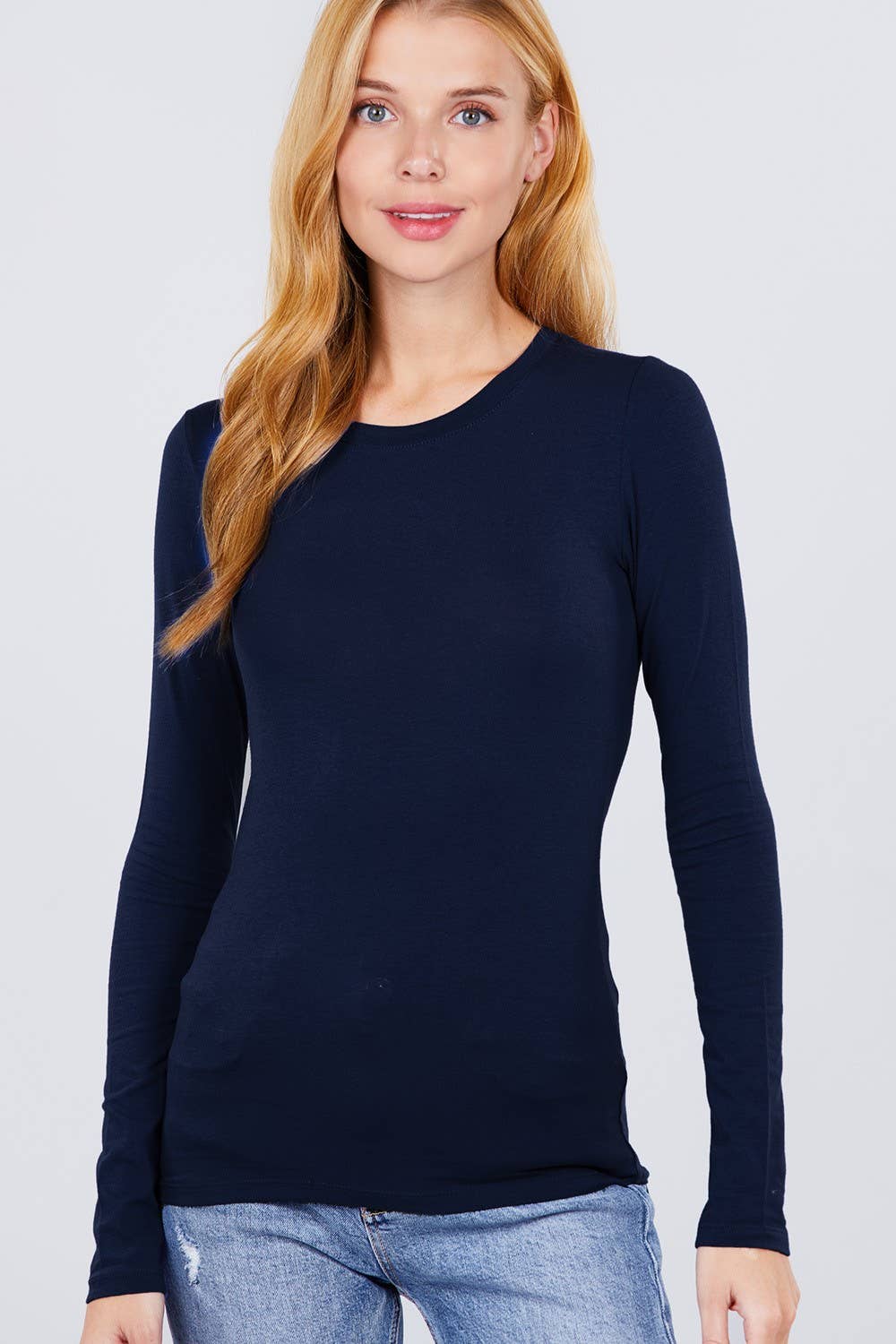 Active Basic | Active USA - Wholesale Knit Top - Women's - Long Sleeve Crew Neck Cotton Spandex Jersey Top31