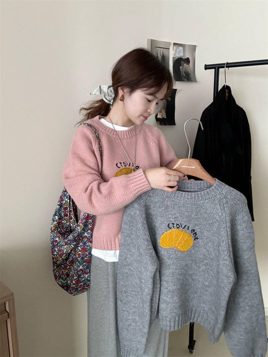 Marayn - Wholesale Knit Sweater - Women's - Cute Korean Style Cartoon Letter Knit Sweater3