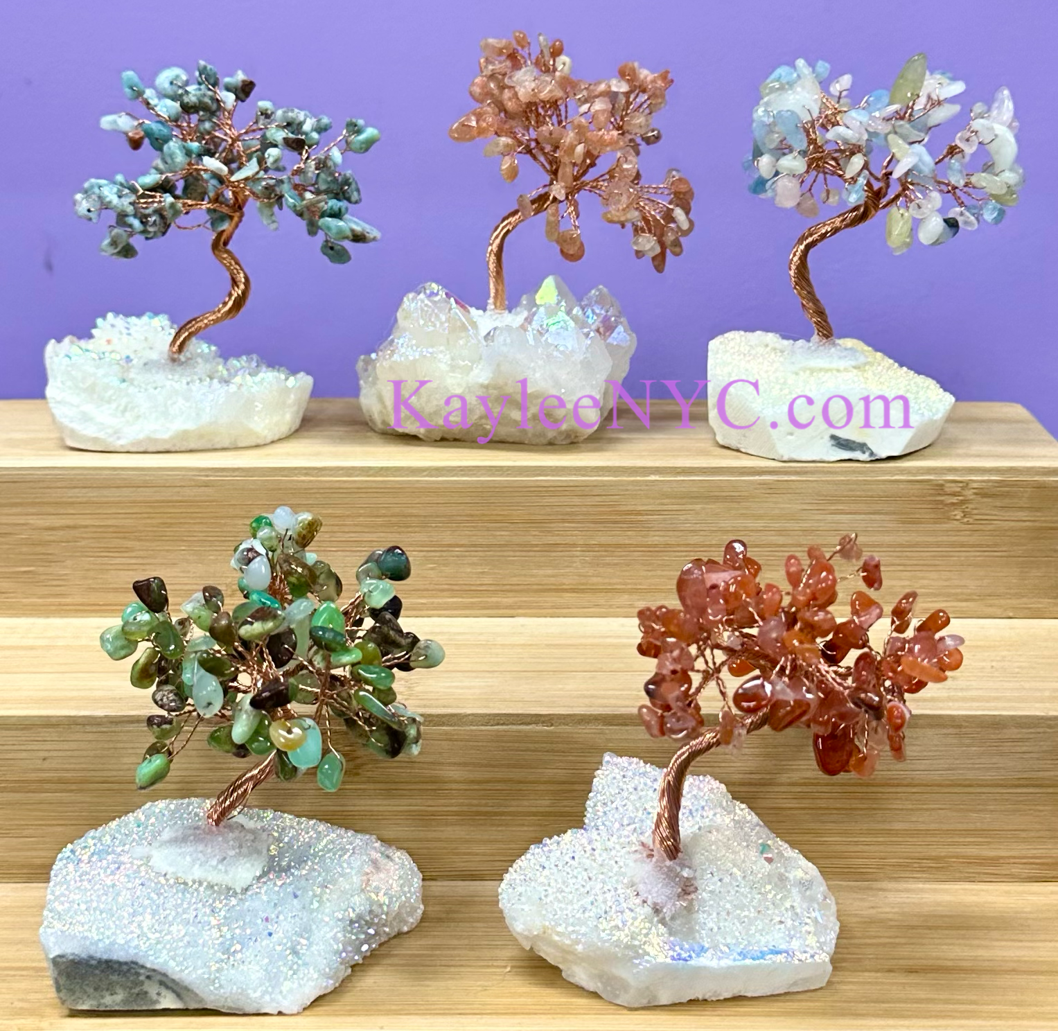 KayleeNYC - Wholesale Spiritual Stone/Crystal - Bonsai Tree with Angel Aura Quartz Cluster Base2